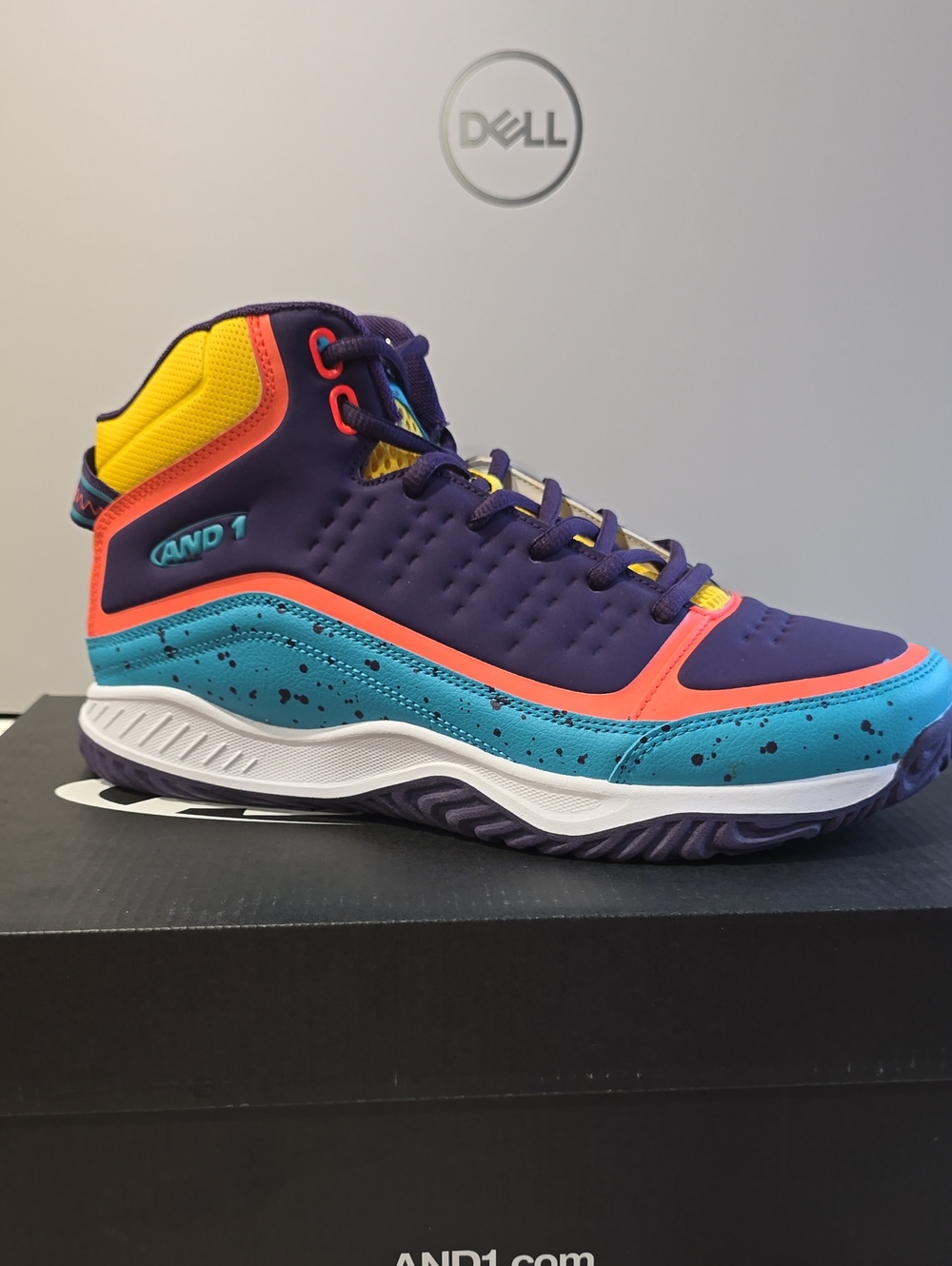 And1 Mens Purple, Teal & Coral High-Top Sneakers